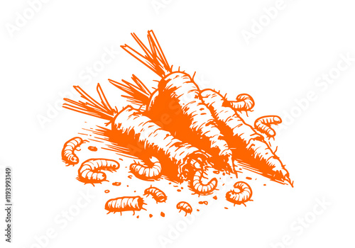 Carrot Leftover Waste Hand Drawn Sketch Illustration Vector Isolated