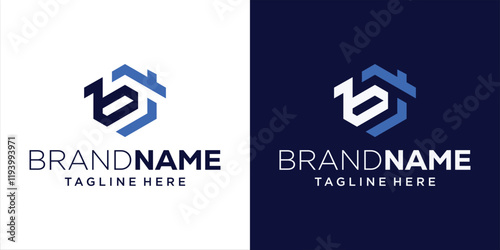 Creative BJ Home Logo with Hexagon Shape, Design Inspiration, Illustration, Vector, Icon