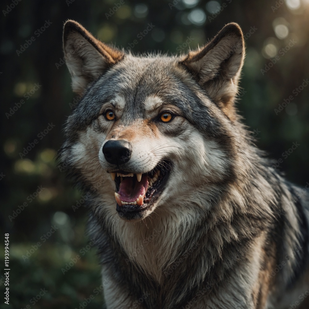 Fototapeta premium A cartoon wolf giving a cheeky grin.