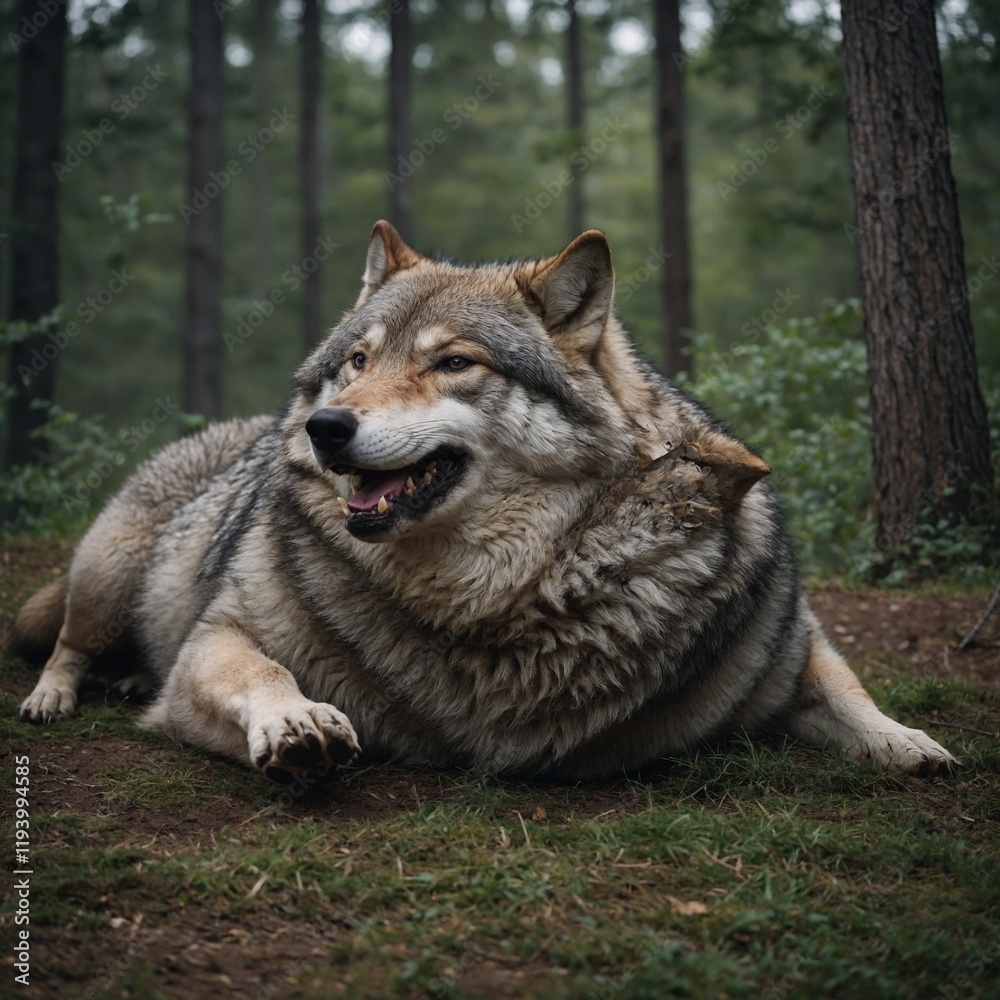 A chubby wolf rolling on its back, playful and cute. A chubby wolf rolling on its back, playful and cute.