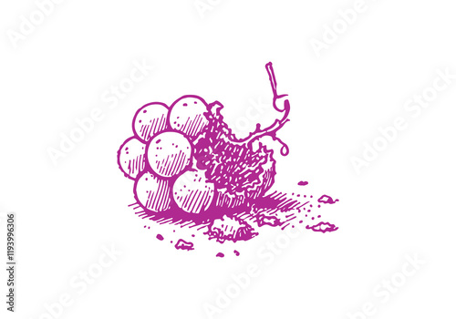 Grape Leftover Waste Hand Drawn Sketch Illustration Vector Isolated