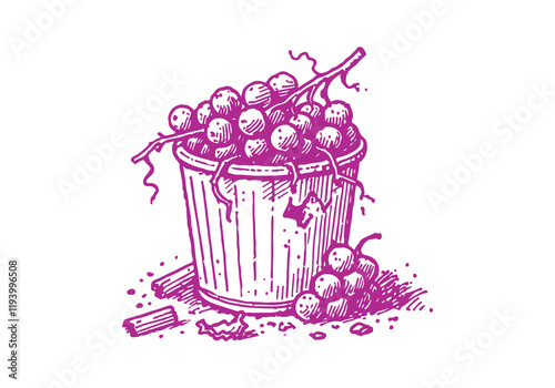 Grape Leftover Waste Hand Drawn Sketch Illustration Vector Isolated