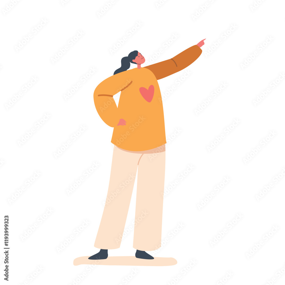 Little Girl Point Gesture. Child Pointing With Finger, Suggesting Direction Or Indicating An Object Vector Illustration Little Girl Point Gesture. Child Pointing With Finger, Suggesting Direction Or Indicating An Object Vector Illustration