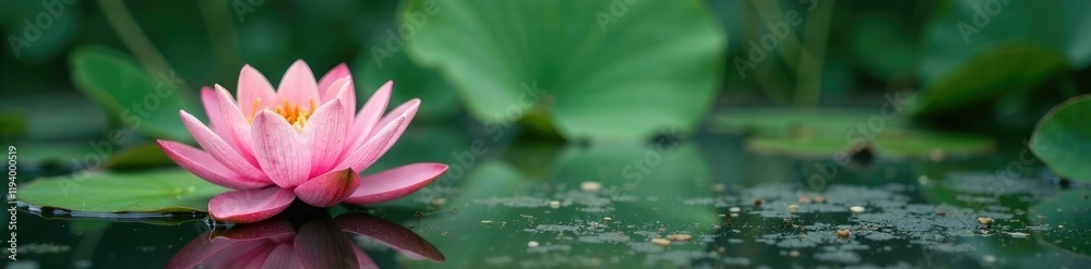 Delicate pink water lily blossom on a textured, natural background, greenery, plant life, pink water lily Delicate pink water lily blossom on a textured, natural background, greenery, plant life, pink water lily