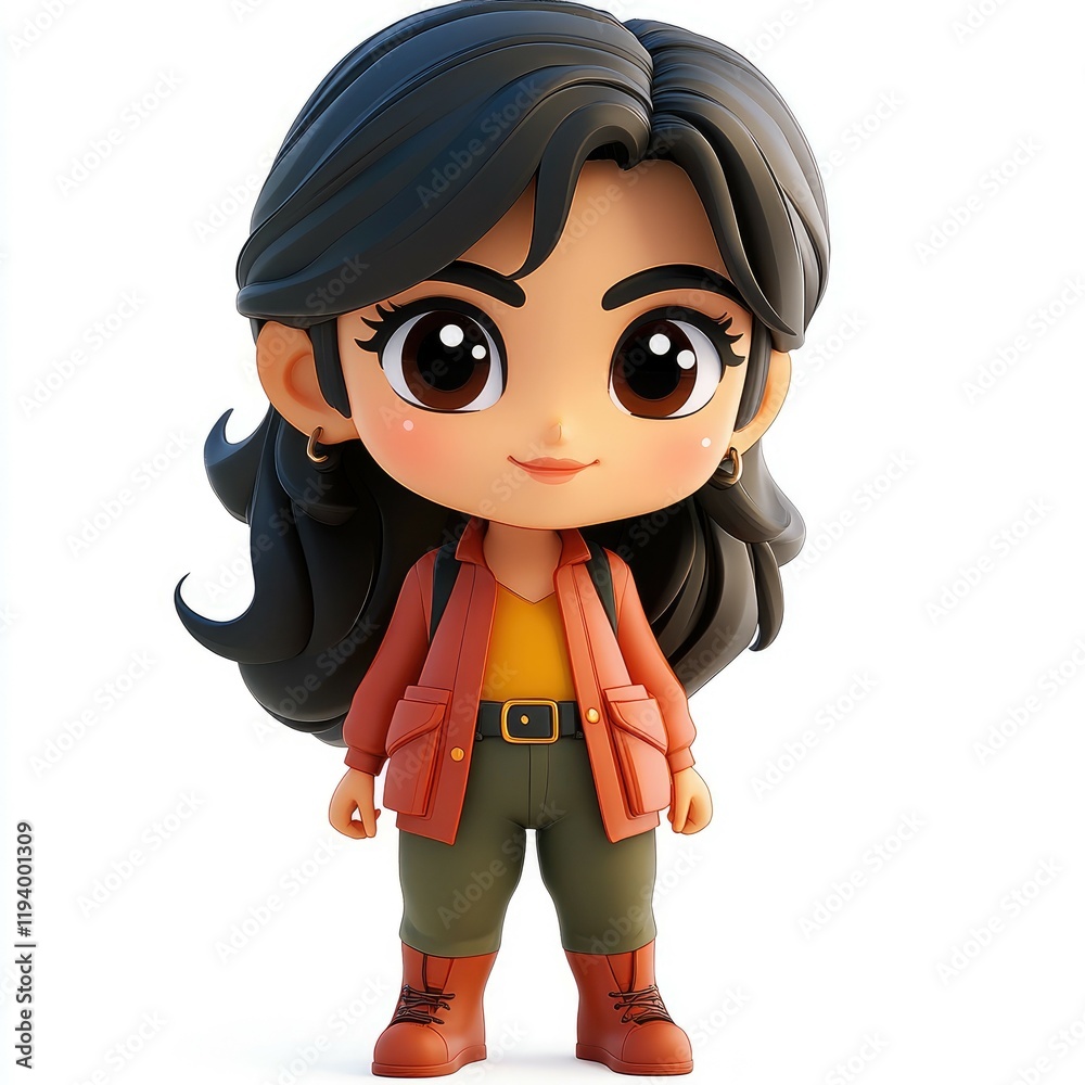 Adorable 3D Cartoon Girl: Cute Anime-Style Character Illustration Adorable 3D Cartoon Girl: Cute Anime-Style Character Illustration