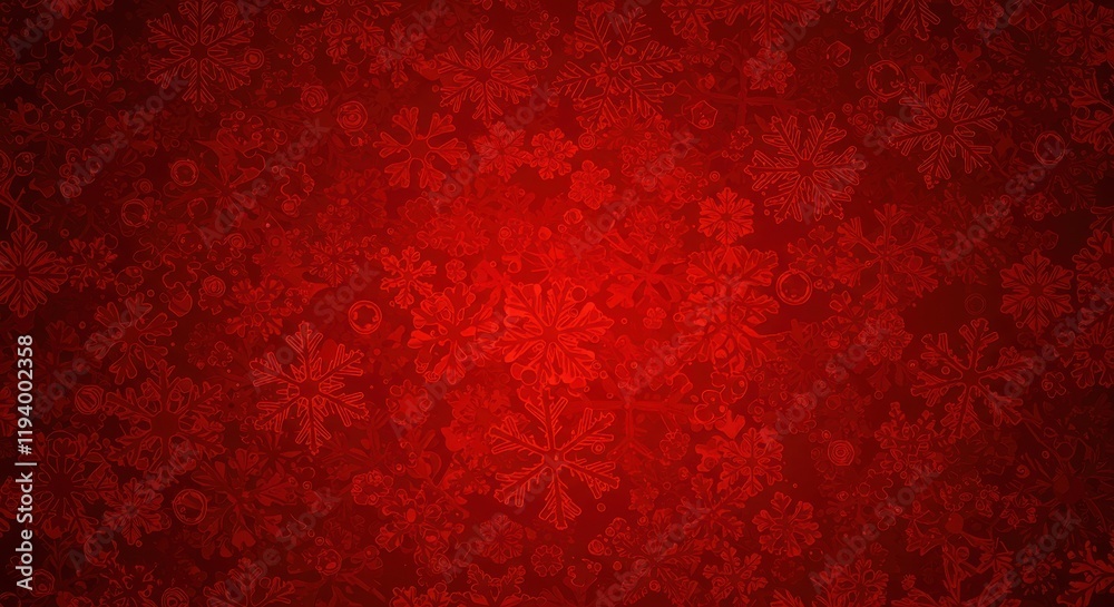 Christmas background, red texture, snowflake pattern, festive design, intricate snowflakes, varying sizes