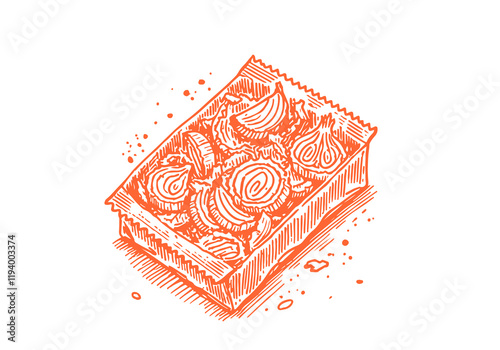 Onion Leftover Waste Hand Drawn Sketch Illustration Vector Isolated