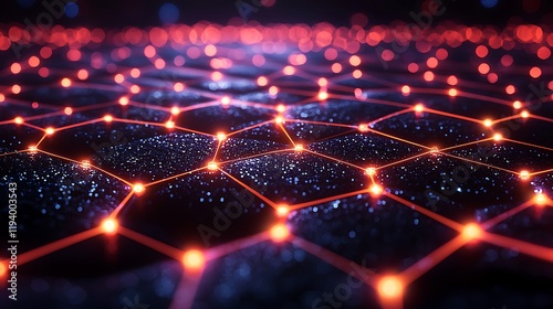Abstract Network Glowing Nodes and Connections