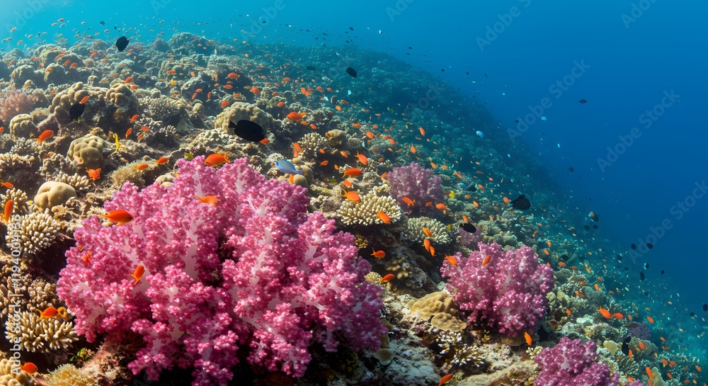 Underwater Cave Exploration with Marine Life, Deep Ocean Rocks, and Stunning Aquatic Blue Serenity. Underwater Cave Exploration with Marine Life, Deep Ocean Rocks, and Stunning Aquatic Blue Serenity.