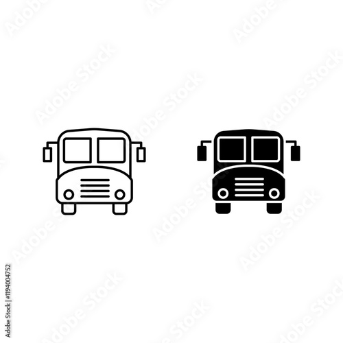 School bus icon set color editable