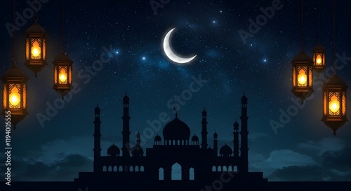 Ramadan background, abstract ramadan background, dreamy ramadan kareem background, moon and sky background, mosque background, ramadan advertising, promotion, wallpaper, 4k