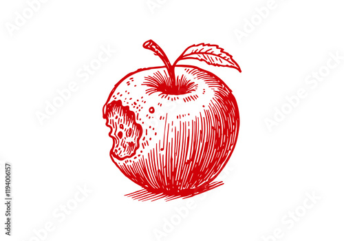 Rotten Apple Waste Hand Drawn Sketch Illustration Vector Isolated