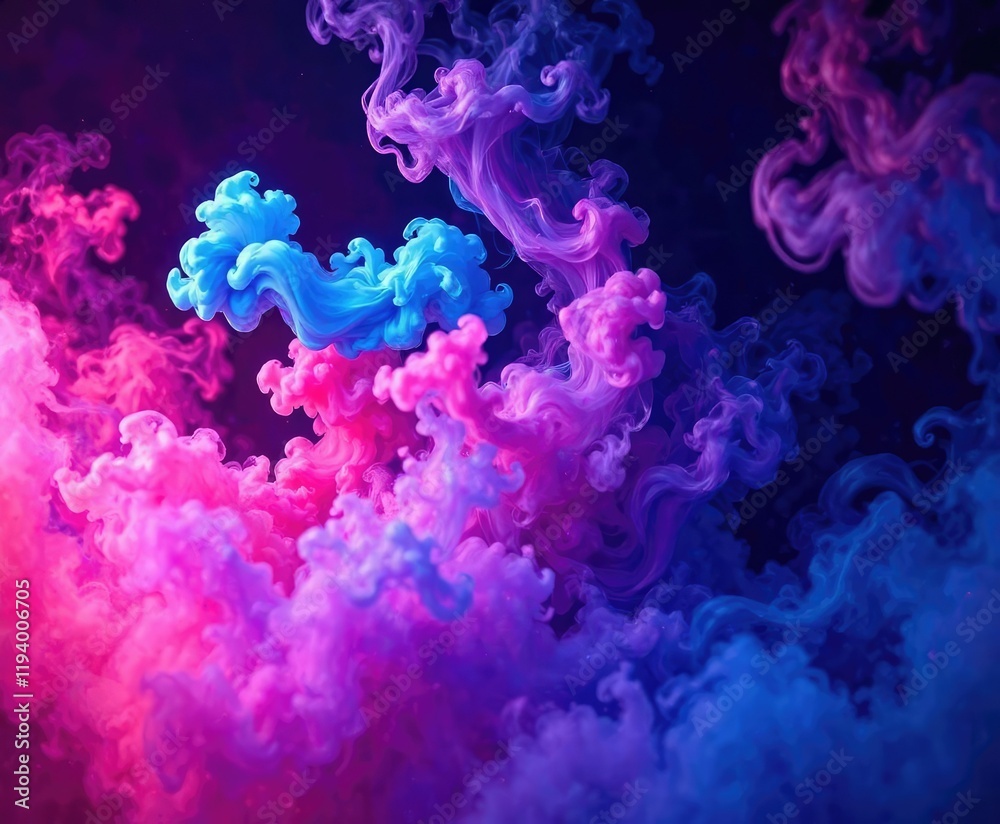 Obraz premium A mesmerizing blend of blue, red, and purple smoke swirling within a dark environment , abstract, purple, blue