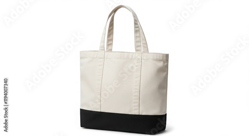 canvas tote bag, minimalist design, black and white color scheme, sturdy handles, practical, eco-friendly, reusable shopping bag, clean lines