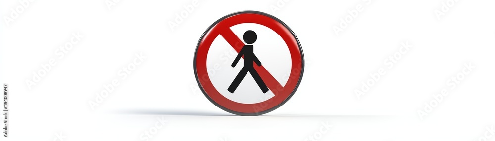 No pedestrian sign, white isolate background No pedestrian sign, white isolate background