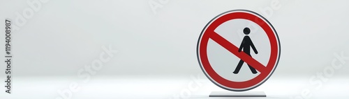 No entry sign for pedestrians, white isolate background