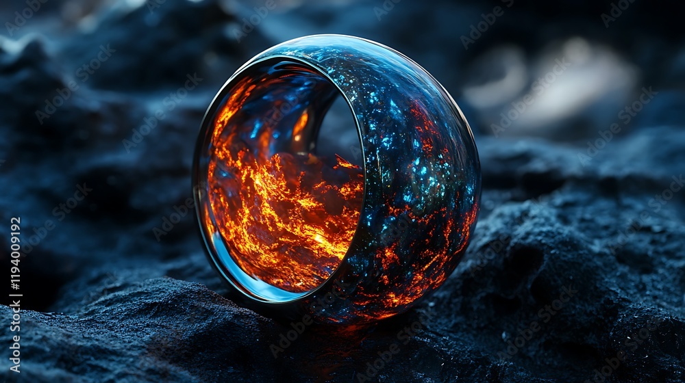 custom made wallpaper toronto digitalWedding rings with blue crystal ball on black background