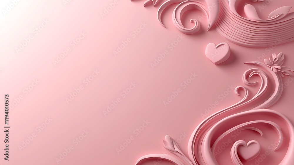 Pink Abstract Floral Design with Hearts Pink Abstract Floral Design with Hearts