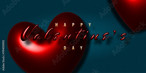 Red Heart Illustration with Golden Text Celebrating Valentine's Day Special Occasion