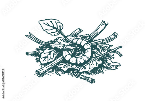 Spinach Leftover Waste Hand Drawn Sketch Illustration Vector Isolated