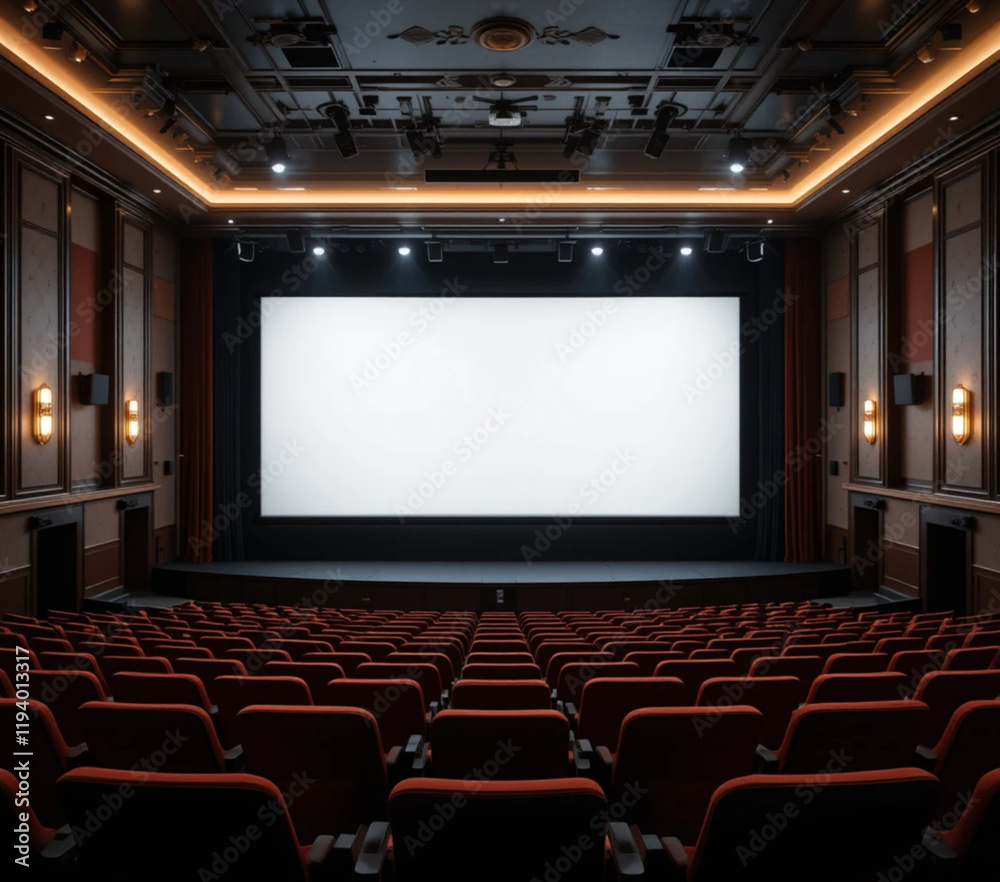 Fototapeta premium Mockup plantilla en blanco pantalla de cine