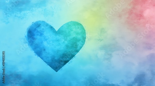 Abstract Watercolor Heart Design On Pastel Background
