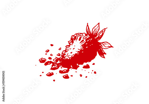 Strawberry Leftover Waste Hand Drawn Sketch Illustration Vector Isolated