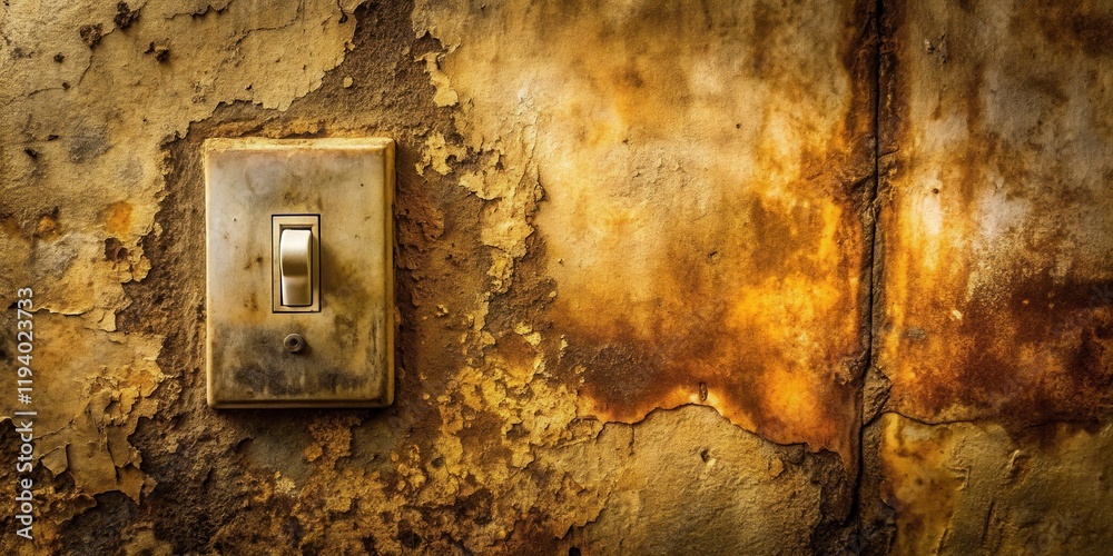 A solitary switch adorns a weathered wall, its surface scarred by time and the elements, revealing a tapestry of faded hues and peeling paint. A solitary switch adorns a weathered wall, its surface scarred by time and the elements, revealing a tapestry of faded hues and peeling paint.