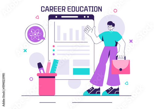 Career Education Vector Illustration Featuring a Growth Oriented Learning Model with Activities Associated with Real Life Experiences in a Background photo