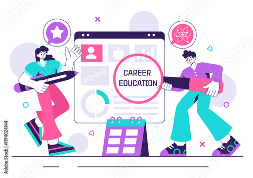 Career Education Vector Illustration Featuring a Growth Oriented Learning Model with Activities Associated with Real Life Experiences in a Background photo