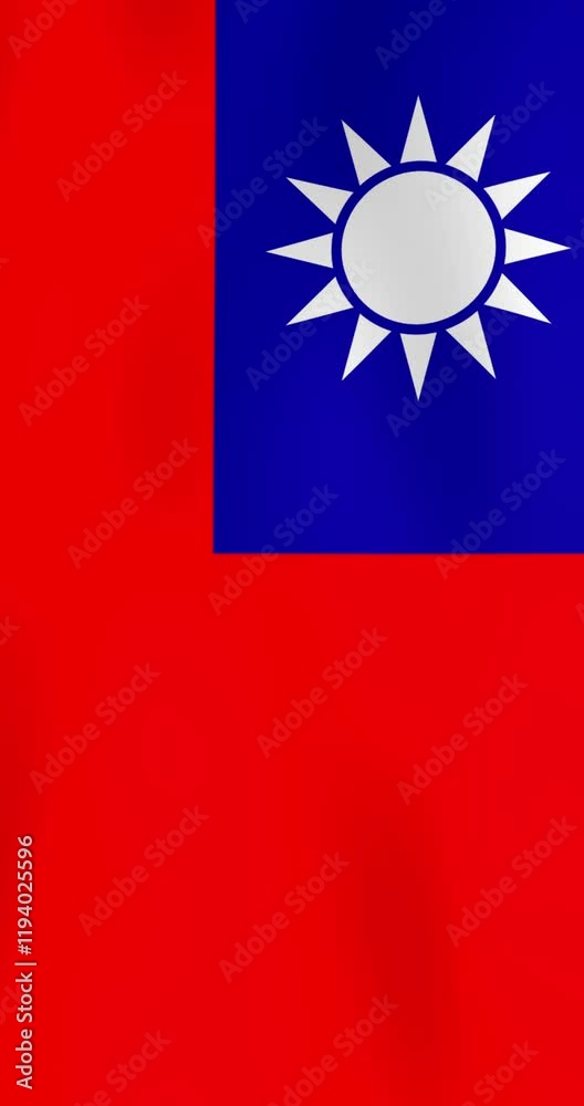 Taiwan National Flag Waving in The Wind | 4k Vertical Video | Realistic Animation Taiwan National Flag Waving in The Wind | 4k Vertical Video | Realistic Animation