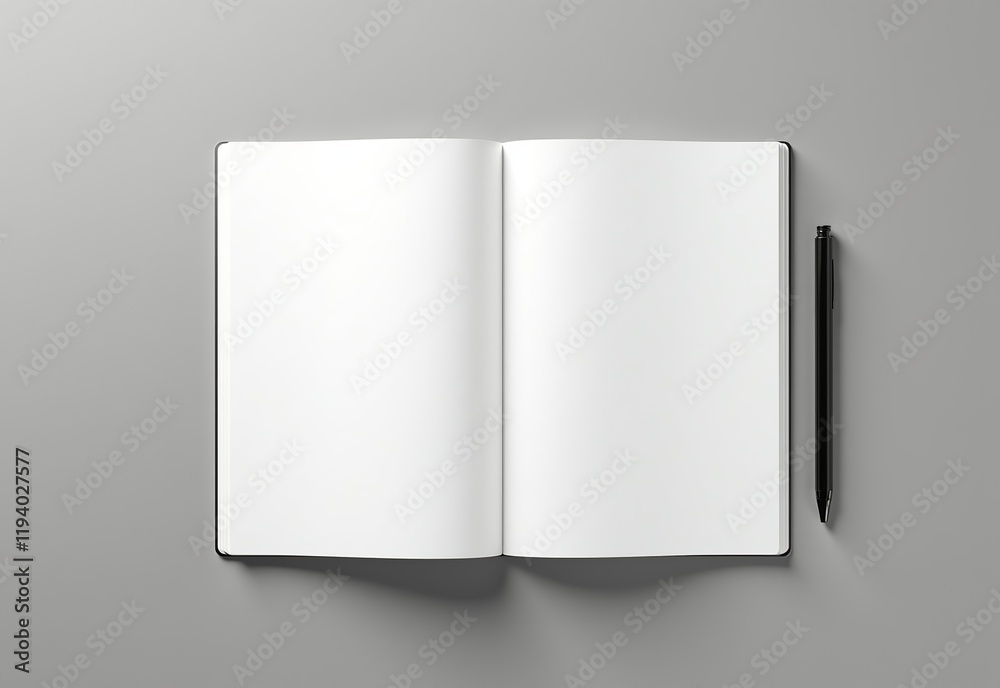 Versatile Open Notebook on a Subtle Grey Textured Surface - A Creative Mockup for Designers and Artists Versatile Open Notebook on a Subtle Grey Textured Surface - A Creative Mockup for Designers and Artists