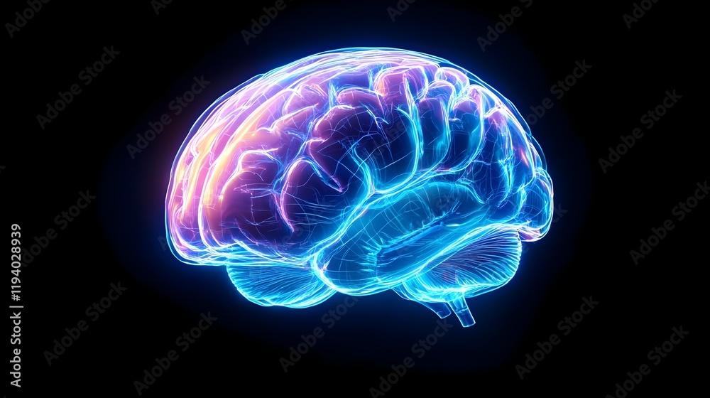 glowing human brain, neurology, ai - abstract imagery glowing human brain, neurology, ai - abstract imagery