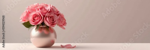 Wallpaper Mural Rose gold-colored rose petals in a vase with a silver base, vase, modern, minimalist Torontodigital.ca