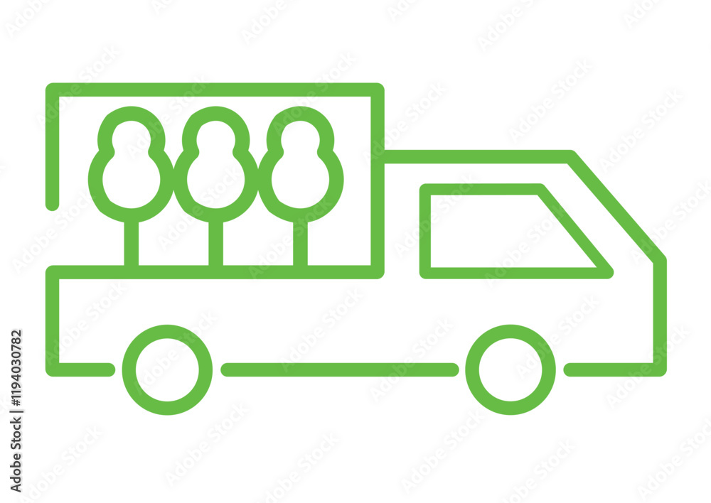 sustainable transport truck line icon with plant. sustainable transport truck line icon with plant.