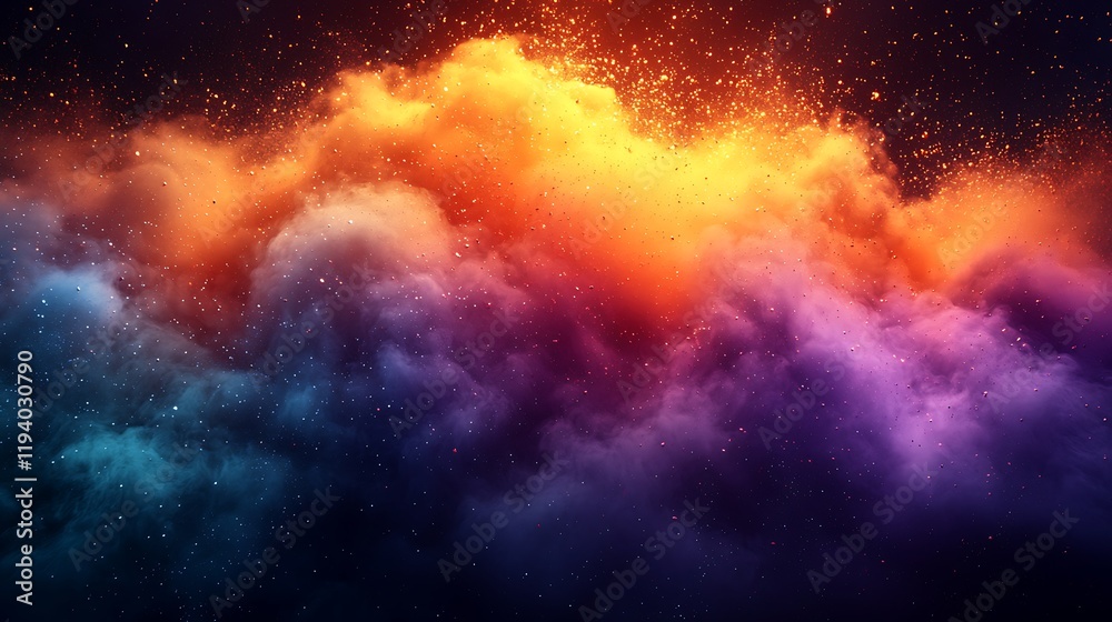 Fototapeta premium Cosmic Nebula Glowing With Vivid Colors And Sparks