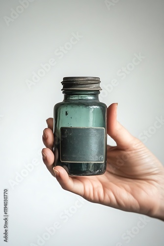 A hand holding a container of fluid