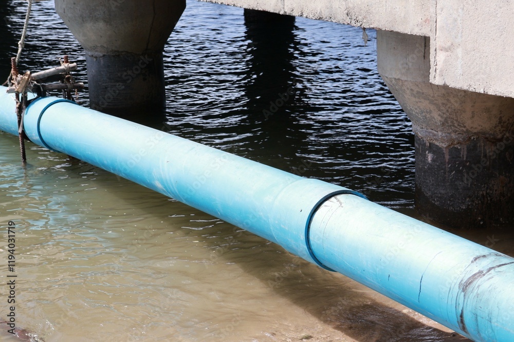 Plastic pipes, drainage pipes into the sea Plastic pipes, drainage pipes into the sea