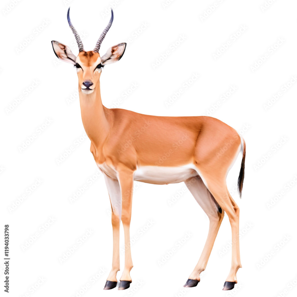 Impala facing forward on transparent background Impala facing forward on transparent background