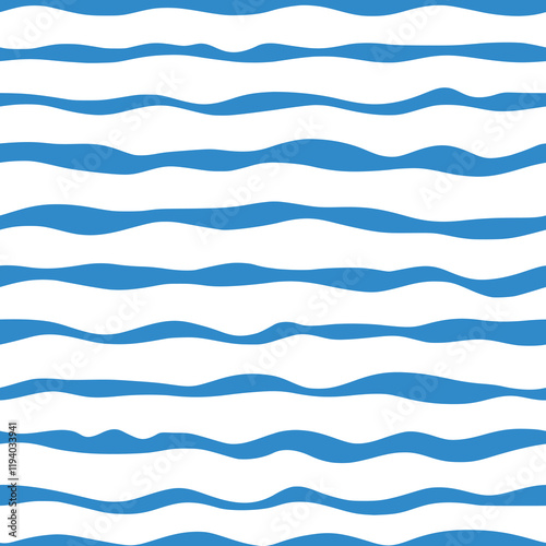 Seamless pattern, wavy lines, sea waves stylization, vector background