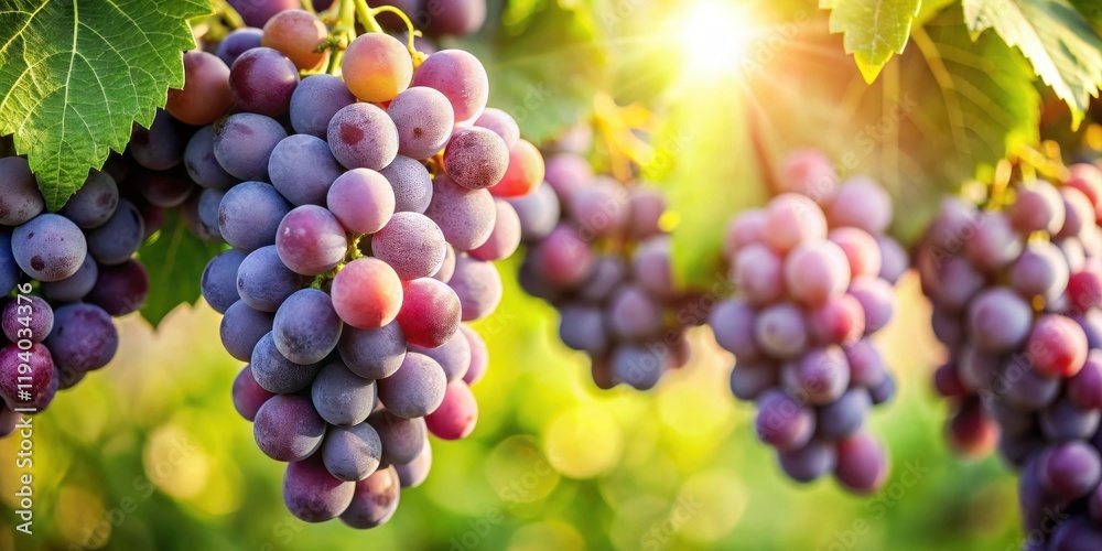 A Closeup View of Lush Grape Clusters Glowing in the Golden Light of a Summer Sunset A Closeup View of Lush Grape Clusters Glowing in the Golden Light of a Summer Sunset