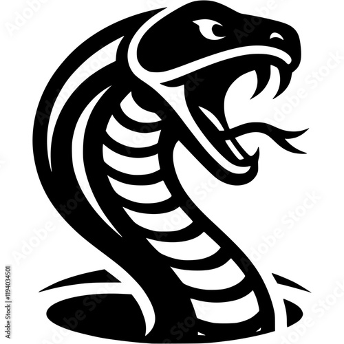 Tattoo of hissing cobra snake head in monochrome. Wild snake in madness. Engraving minimalistic vector in black ink drawing on transparent background