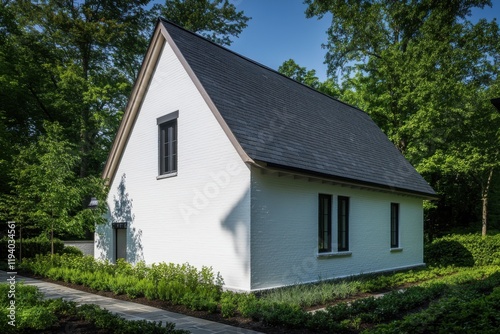 Wallpaper Mural Charming modern cottage surrounded by lush greenery in a serene outdoor setting Torontodigital.ca