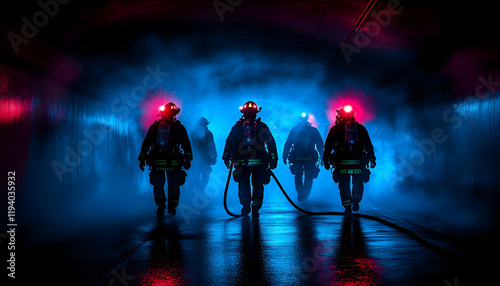 Firefighters tunnel smoke rescue training photo