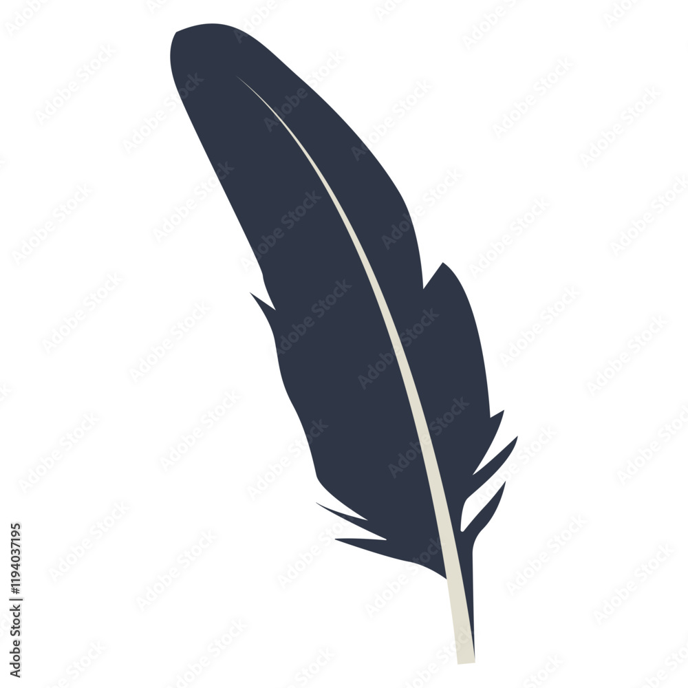 Curve Bird Feather Silhouette. Isolated on White Background. Vector Illustration Curve Bird Feather Silhouette. Isolated on White Background. Vector Illustration