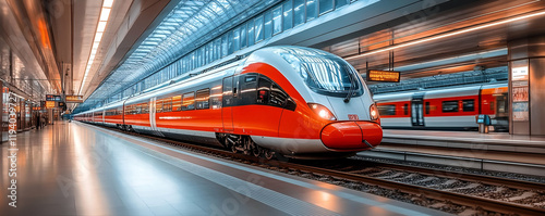 High-speed train station arrival