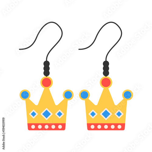 Cute Royal Crown Earrings Illustration