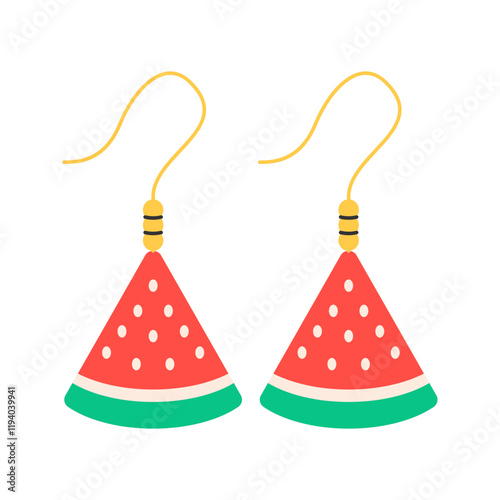 Cute Watermelon Slice Earrings Illustration