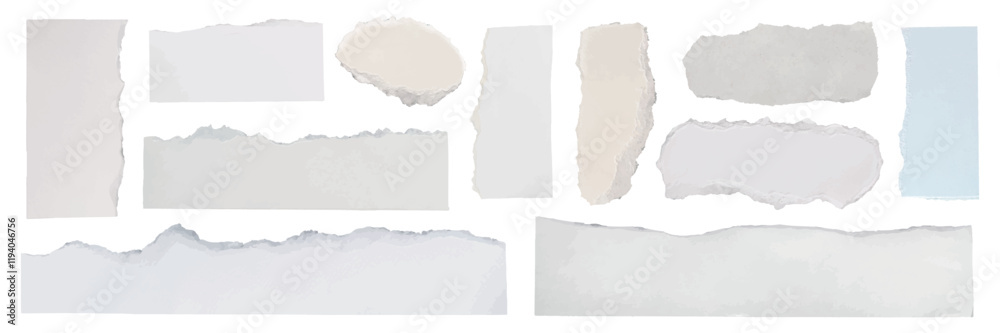 Collection of torn paper strips with rough edges. Various sizes and shapes of torn paper. Perfect for scrapbooking, collage, or design projects. Ripped paper element set. Vectors. Collection of torn paper strips with rough edges. Various sizes and shapes of torn paper. Perfect for scrapbooking, collage, or design projects. Ripped paper element set. Vectors.