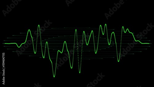 Visual representation of a wave on an oscilloscope screen, waveform, electronic, technology, monitor, screen, display.